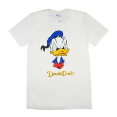 Rövid ujjú férfi póló Donald kacsa mintával fehér színben