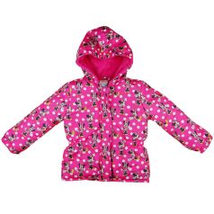Vízlepergetős bélelt kapucnis pöttyös lány kabát Minnie nyomással rózsaszín színben