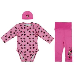 3 részes kislány baba szett Minnie egér mintával pink színben