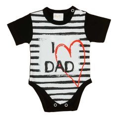   "I LOVE MY DAD" feliratos rövid ujjú baba body fekete