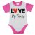"Love my family" feliratos rövid ujjú baba body pink