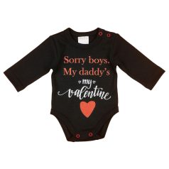   "Sorry boys. My Daddy's my valentine" feliratos valentin napi baba body fekete