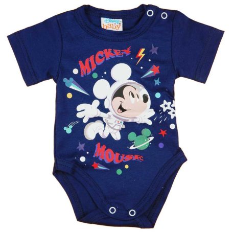 Rövid ujjú űrhajós baba body Mickey egér mintával sötétkék színben