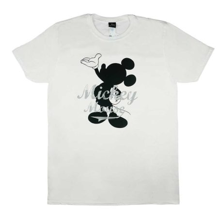 Rövid ujjú férfi póló Mickey egér mintával fehér színben