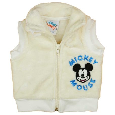 Wellsoft kisfiú baba mellény Mickey egér mintával natúr színben