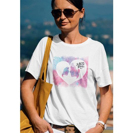 Anyák napi póló szív mintával, Happy mother's Day felirattal