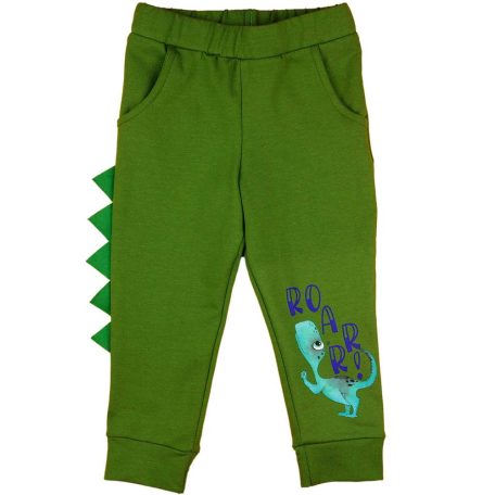 Baba fiú szabadidőnadrág dinós mintával zöld színben