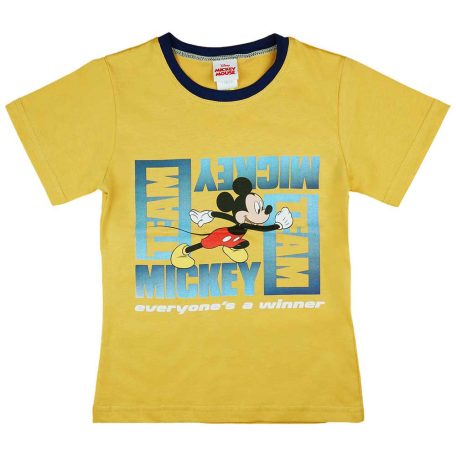 Rövid ujjú kisfiú póló Mickey egér mintával sárga színben