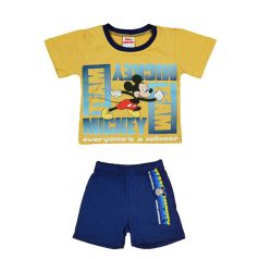 Kétrészes nyári kisfiú szett Mickey egér mintával sárga és kék színben