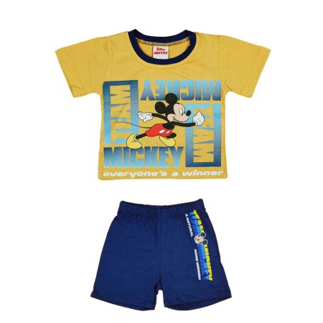 Kétrészes nyári kisfiú szett Mickey egér mintával sárga és kék színben